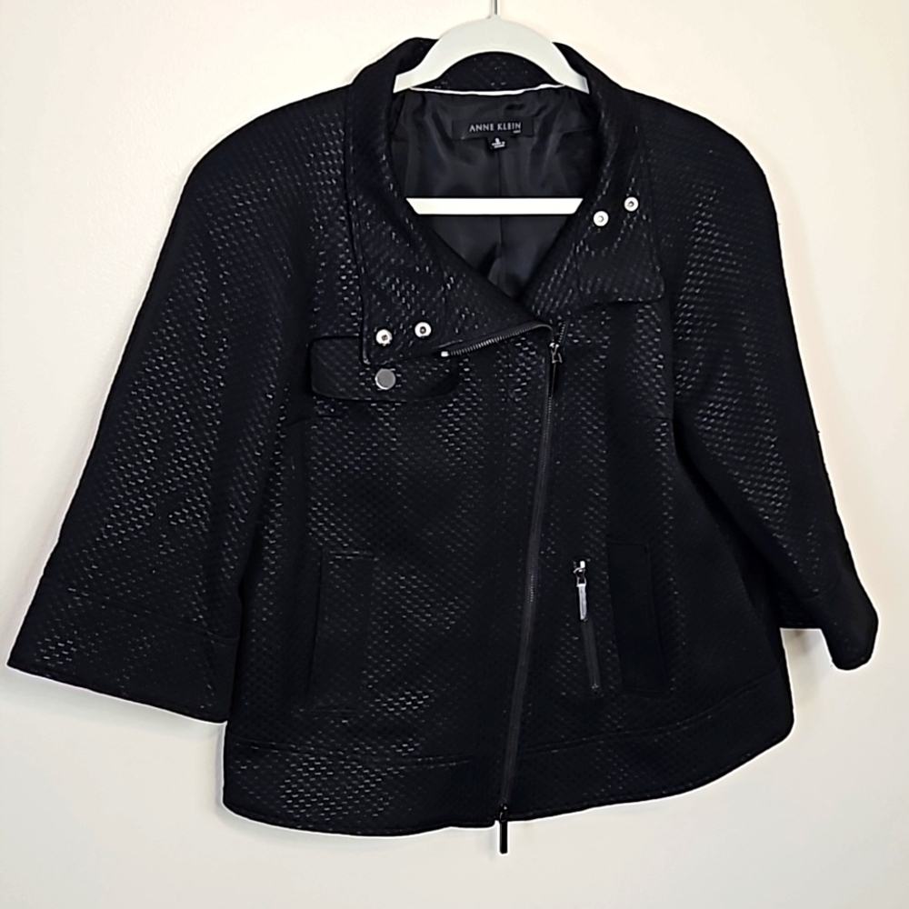 Anne Klein Black Textured Jacket Size 8